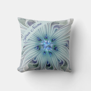 Blommigt Beauty Abstrakt Modern Art Blue Flower Na Kudde