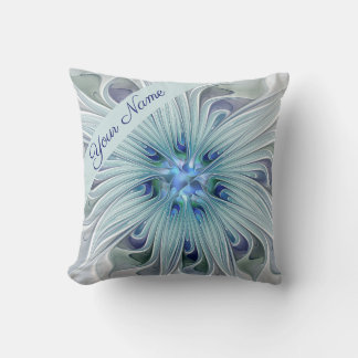 Blommigt Beauty Abstrakt Modern Art Blue Flower Na Kudde