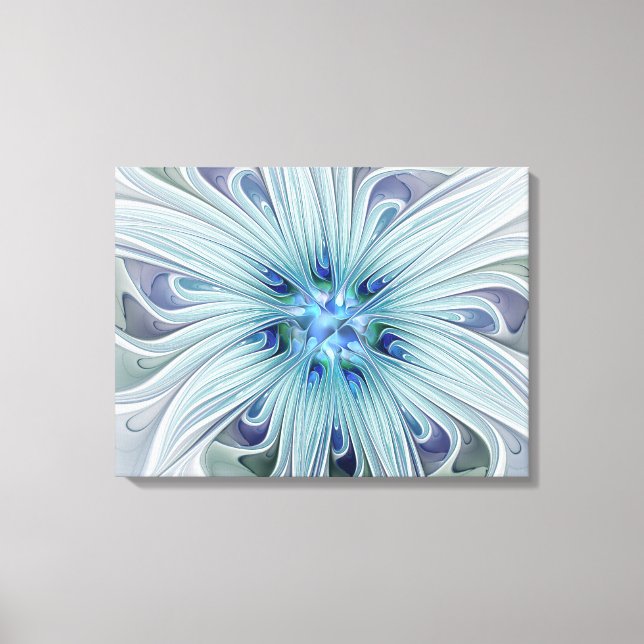 Blommigt Beauty Abstrakt Modern Blue Flower Tripty Canvastryck (Framsida)