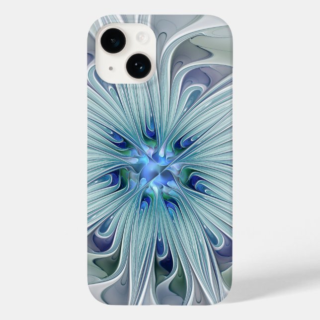 Blommigt Beauty Abstrakt Modern Blue Pastel Flower (Baksida)