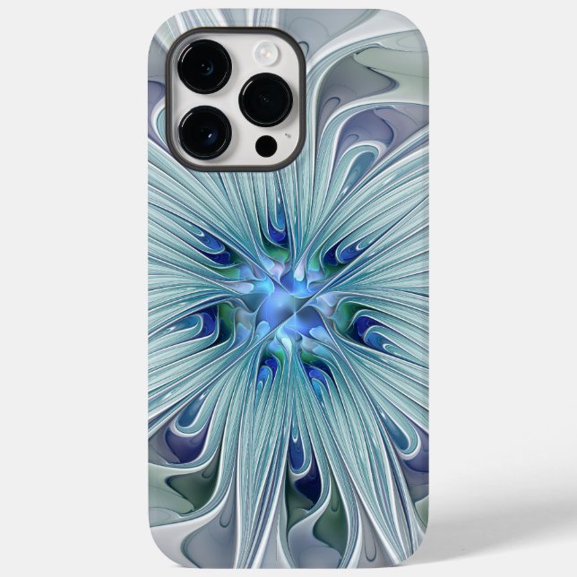 Blommigt Beauty Abstrakt Modern Blue Pastel Flower (Baksida)