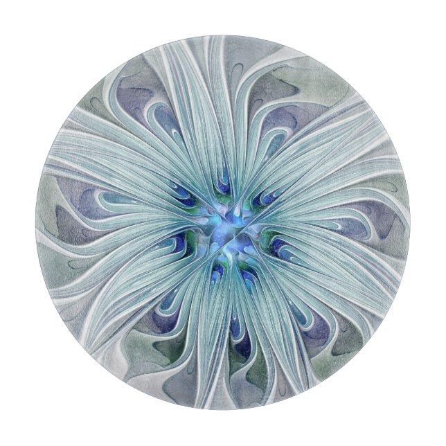 Blommigt Beauty Abstrakt Modern Blue Pastel Flower (Framsidan)
