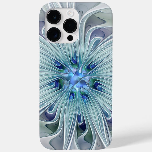 Blommigt Beauty Abstrakt Modern Blue Pastel Flower (Baksida)