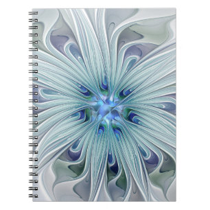 Blommigt Beauty Abstrakt Modern Blue Pastel Flower Anteckningsbok