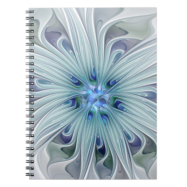 Blommigt Beauty Abstrakt Modern Blue Pastel Flower Anteckningsbok (Framsidan)