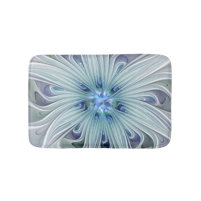 Blommigt Beauty Abstrakt Modern Blue Pastel Flower Badrumsmatta (Framsidan)
