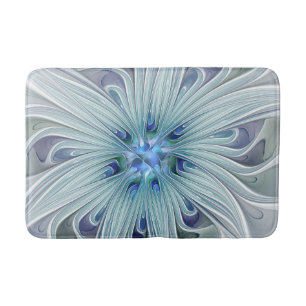 Blommigt Beauty Abstrakt Modern Blue Pastel Flower Badrumsmatta