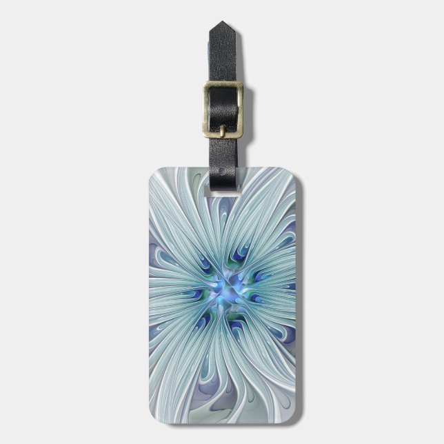 Blommigt Beauty Abstrakt Modern Blue Pastel Flower Bagagebricka (Vertikal Framsida)