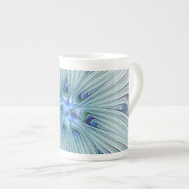 Blommigt Beauty Abstrakt Modern Blue Pastel Flower Benporslin Mugg