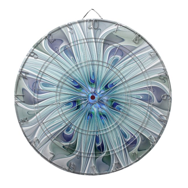 Blommigt Beauty Abstrakt Modern Blue Pastel Flower Darttavla (Framsidan)