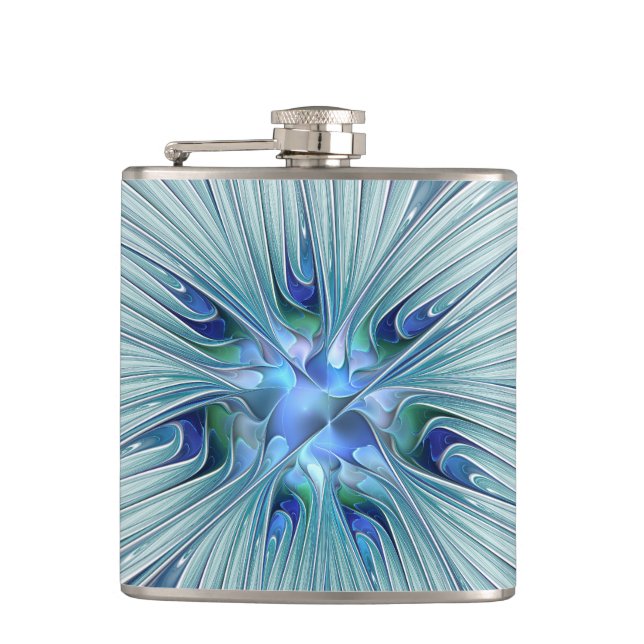 Blommigt Beauty Abstrakt Modern Blue Pastel Flower Fickplunta (Framsidan)