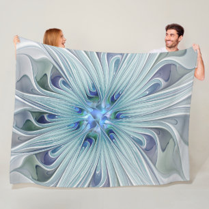 Blommigt Beauty Abstrakt Modern Blue Pastel Flower Fleecefilt
