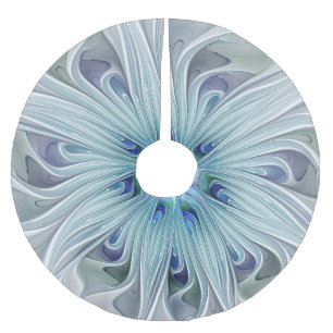 Blommigt Beauty Abstrakt Modern Blue Pastel Flower Julgransmatta Borstad Polyester