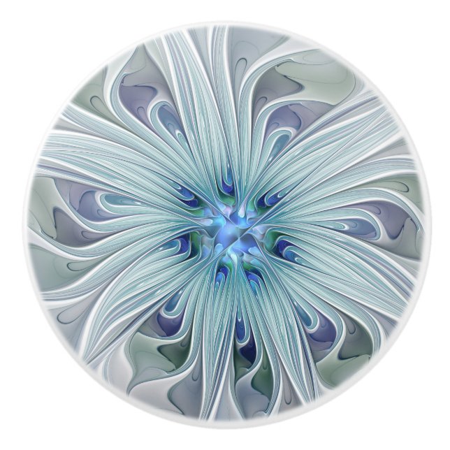 Blommigt Beauty Abstrakt Modern Blue Pastel Flower Knopp (Framsidan)