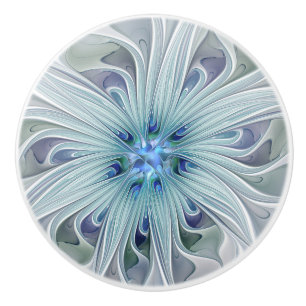 Blommigt Beauty Abstrakt Modern Blue Pastel Flower Knopp
