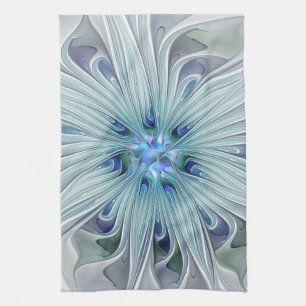 Blommigt Beauty Abstrakt Modern Blue Pastel Flower Kökshandduk