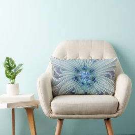 Blommigt Beauty Abstrakt Modern Blue Pastel Flower Lumbarkudde