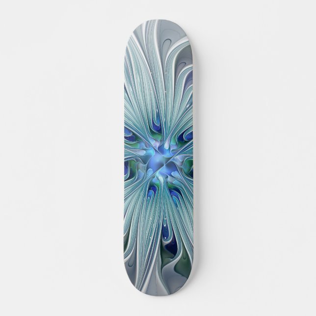 Blommigt Beauty Abstrakt Modern Blue Pastel Flower Mini Skateboard Bräda 18,5 Cm (Framsida)