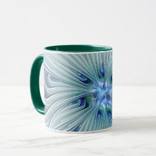 Blommigt Beauty Abstrakt Modern Blue Pastel Flower Mugg
