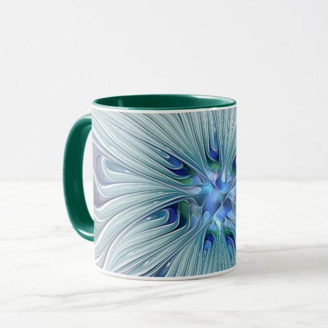 Blommigt Beauty Abstrakt Modern Blue Pastel Flower Mugg (Framsida vänster)