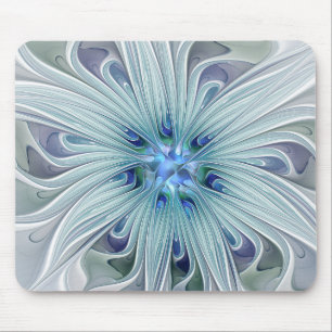 Blommigt Beauty Abstrakt Modern Blue Pastel Flower Musmatta