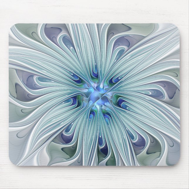 Blommigt Beauty Abstrakt Modern Blue Pastel Flower Musmatta (Framsidan)