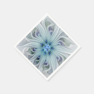Blommigt Beauty Abstrakt Modern Blue Pastel Flower Pappersservett