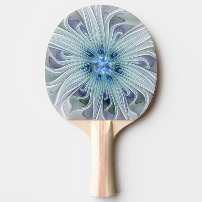 Blommigt Beauty Abstrakt Modern Blue Pastel Flower Pingisracket (Framsidan)