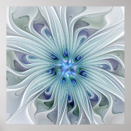 Blommigt Beauty Abstrakt Modern Blue Pastel Flower Poster