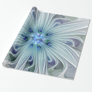 Blommigt Beauty Abstrakt Modern Blue Pastel Flower Presentpapper