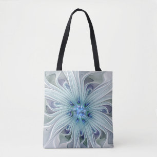 Blommigt Beauty Abstrakt Modern Blue Pastel Flower Tygkasse
