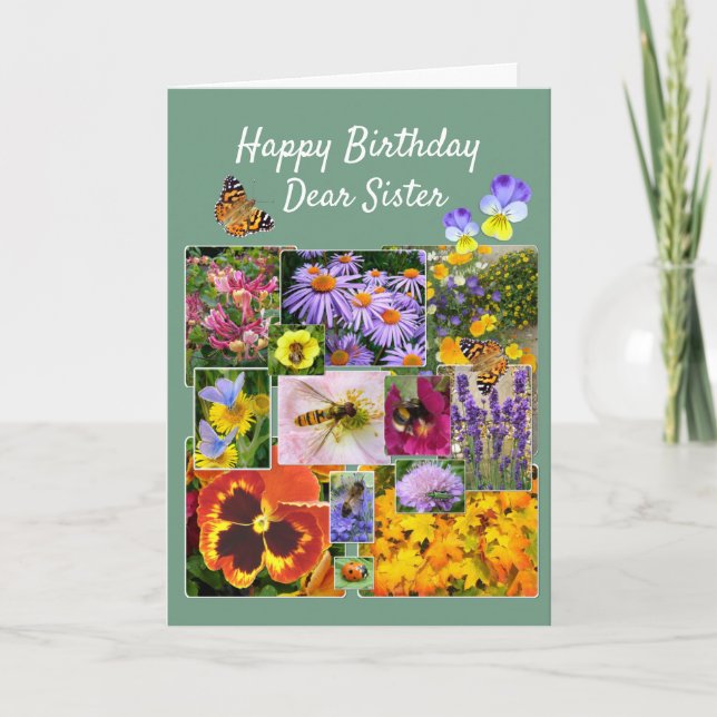 Blommigt Beauty Anpassningsbar Text Sister Birthda Anteckningskort (Framsida)