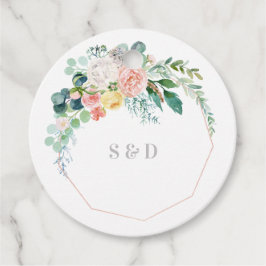 Blommigt Beauty Bröllop Monogram-favorittagg Gåvor Etiketter