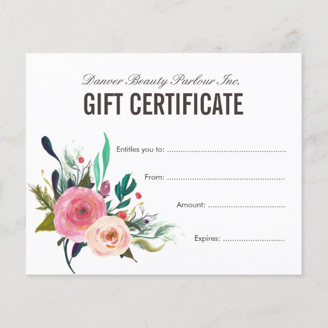 Blommigt Beauty Salon Gift Certificate (Framsida)