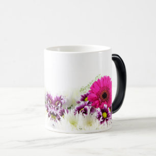 Blommigt Beauty: Watercolor Tvättar Abstrakt Art Magisk Mugg