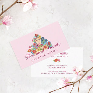 Blommigt Beauty Woman Botanical Tanning Salon Visitkort