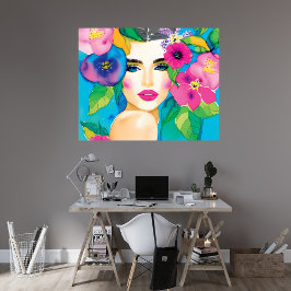 Blommigt Beauty World Färg 2 Kanvastryck