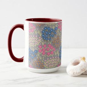 Blommigt Bed Grått Mugg