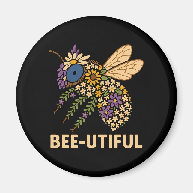 Blommigt Bee Fusion Bee-användbar Magnet (Framsidan)