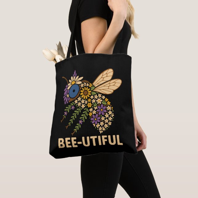 Blommigt Bee Fusion Bee-användbar Tygkasse (Närbild)