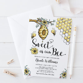 Blommigt Beehive honey Sweet Bee Girl Baby Shower Inbjudningar