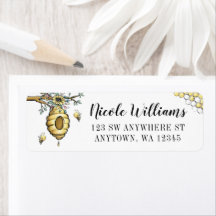 Blommigt Beehive honey Sweet Bee Returadress
