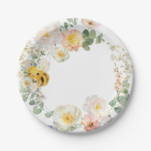 Blommigt Bees party tallrikar