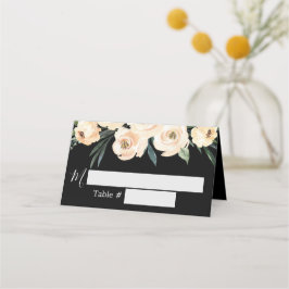 Blommigt Beige Black Bröllop Place Card Placeringskort
