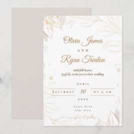 Blommigt Beige bröllopsinbjudan Inbjudningar