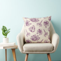 Blommigt Beige & Burgundy 20 x 20 Dekorativ kudde