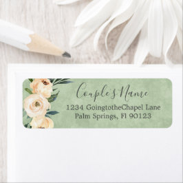 Blommigt Beige Grönt Bröllop Returadress Etikett
