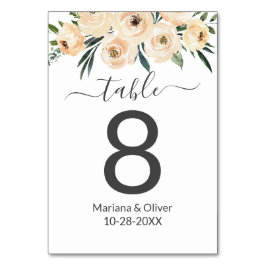 Blommigt Beige om det vita Bordsnumret Bordsnummer
