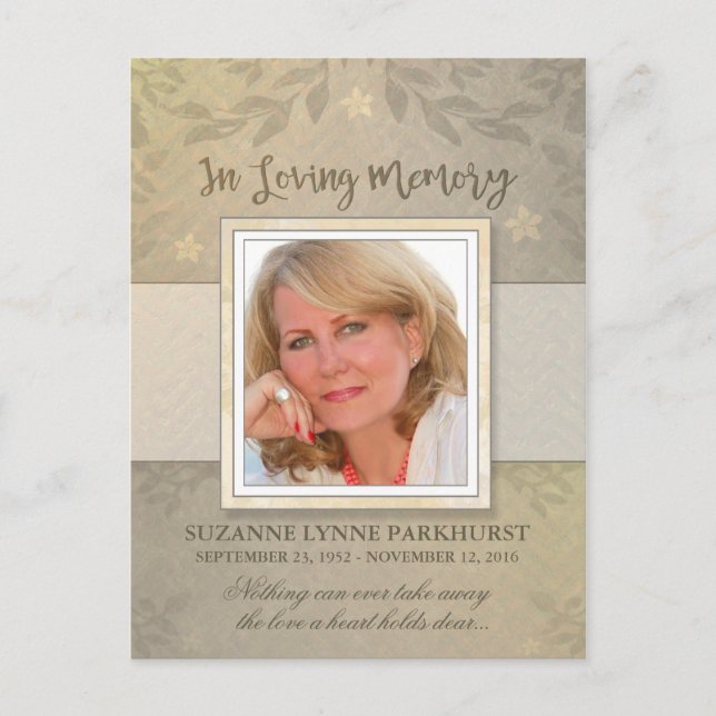 Blommigt Beige Photo Tack-vykort Vykort (Framsida)