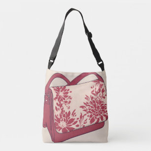 Blommigt Beige & Red Purse AI art. Axelväska
